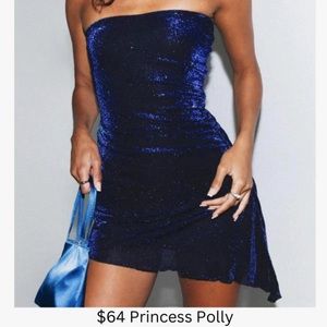 Donelli Mini Dress Navy- PRINCESS POLLY. size 6